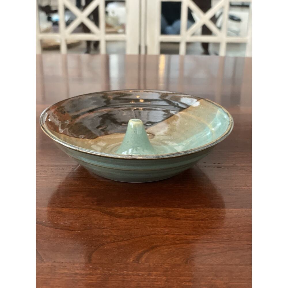 Studio Art Pottery Signed By TX Artist Tony Holman Jewelry Bowl